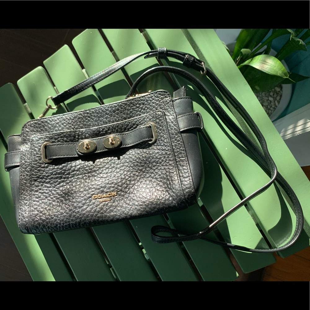 Coach Leather Black Small Crossbody Purse Gem
